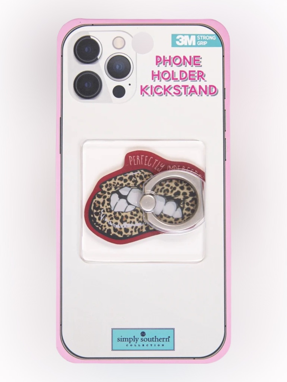 Simply Southern Leopard Lip Phone Holder Kickstand with Red Trim